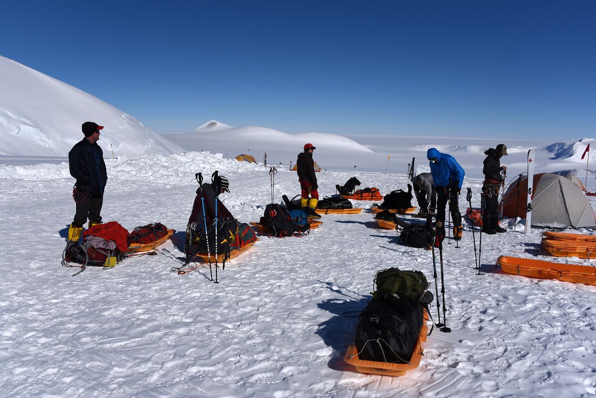 04B Final Preparations Of Sleds And Knapsacks Before Starting The Climb From Mount Vinson Base Camp To Low Camp